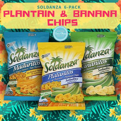 Journey of Snacks International Snack Soldanza Plantain Chips Variety Pack 2.5oz (Pack of 6) (3 Mix)