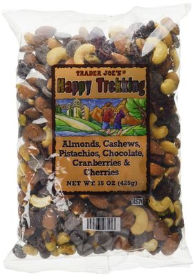 Trader Joe&#39;s Happy Trekking...Almonds, Cashews, Pistachios, Chocolate, Cranberries &amp; Cherries...15 oz. bag...Low Sodium...No Gluten