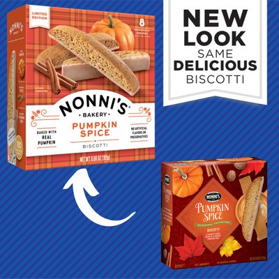Nonni's Pumpkin Spice Biscotti - Pumpkin Cookies - Pumpkin Biscotti wBlend of Spices & Dipped in Cinnamon Icing - Individually Wrapped Pumpkin Spice Cookies - Kosher Coffee Cookies - 6.88 oz