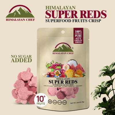 Himalayan Chef Super Reds Freeze-Dried Fruit Crisps, 30geach 10 Pack | 10 Superfood Fruits | Healthy Snacks Packed with Multivitamins, High Fiber & Antioxidants for Energy Boost