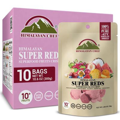 Himalayan Chef Super Reds Freeze-Dried Fruit Crisps, 30geach 10 Pack | 10 Superfood Fruits | Healthy Snacks Packed with Multivitamins, High Fiber &amp; Antioxidants for Energy Boost