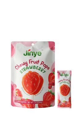 Chewy Strawberry Fruit Pops - Pure, Natural Snack with Hawthorn &amp; Freeze-Dried Strawberries - No Artificial Colors or Flavors, 100% Genuine Fruit Bliss (66g, Strawberry)