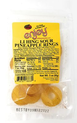 Enjoy Snacks Li Hing Sour Pineapple Rings 3 oz