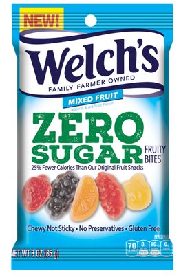 Welchs Fruit Snacks, Zero Sugar Fruity Bites, Perfect for School Lunches, Mixed Fruit, Gluten Free, 3 oz (Pack of 1)