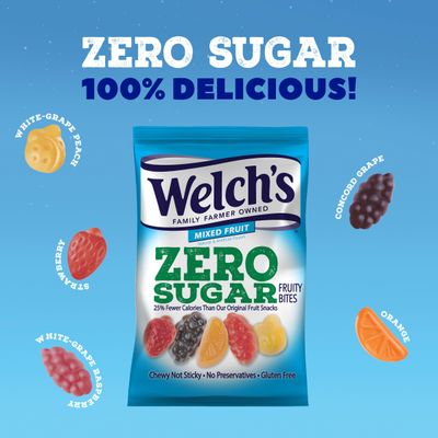 Welchs Fruit Snacks, Zero Sugar Fruity Bites, Perfect for School Lunches, Mixed Fruit, Gluten Free, 3 oz (Pack of 1)