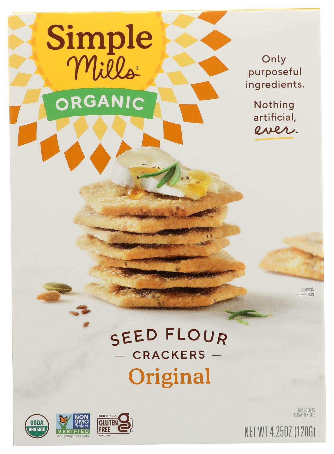 Simple Mills Organic Seed Crackers Original, 4.25 oz, Pack of 6