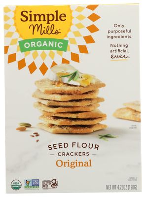 Simple Mills Organic Seed Crackers Original, 4.25 oz, Pack of 6
