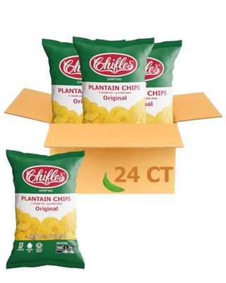 Chifles Original Salted Plantain Chips - 24 Individual Bags - Crunchy &amp; Salty Plantain Chips - Less Fat than Most Potato Chips - Tasty Vegan Snacks, Gluten Free and No Sugar Added- 24 Pack
