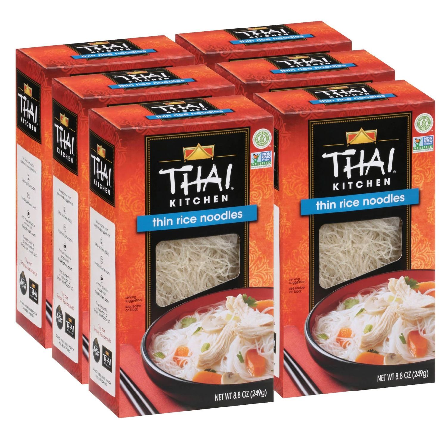 Thai Kitchen Gluten Free Thin Rice Noodles, 8.8 oz (Pack of 6)