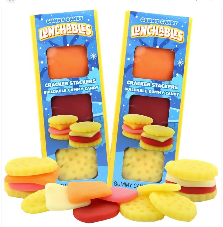 Candy Lunchables Gummies, Assorted Flavored Buildable Gummies, Christmas Stocking Stuffer, 3.5 Ounces (Pack of 2) (Gummy Crackers)