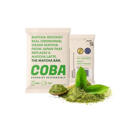 COBA Coffee Chocolate Bars: Energizing, Portable, Gourmet Snack with Natural Caffeine for Gym, Travel, Daily Use (20 Pack, Matcha)