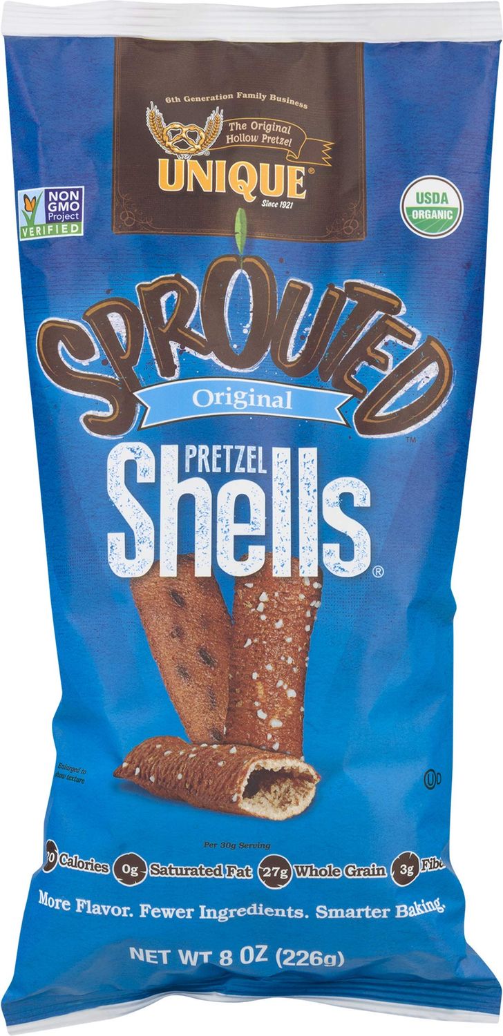 Sprouted Pretzel Shells, Homestyle Baked, Vegan, Certified OU Kosher and non-GMO, 8 Ounce Bag, Pack of 3