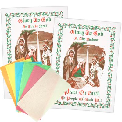 Glory to God 6 Color Traditional Oplatki Christmas Wafers with Story Envelope, Pack of 2