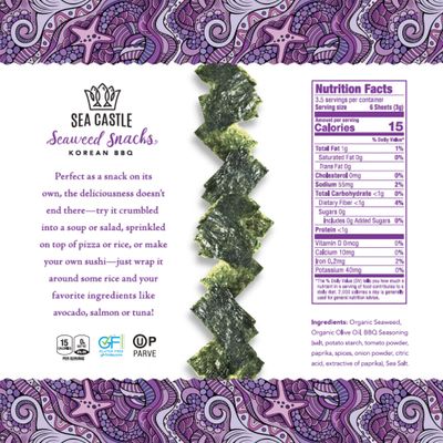 Sea Castle Korean BBQ Seaweed Snacks, 10gr (6 Pack) | Awesome Flavor, Certified Gluten Free, Kosher
