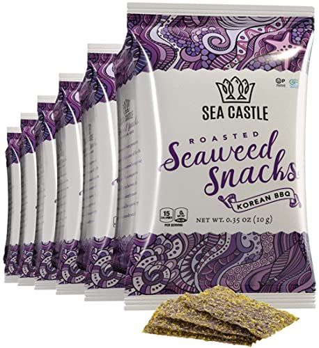Sea Castle Korean BBQ Seaweed Snacks, 10gr (6 Pack) | Awesome Flavor, Certified Gluten Free, Kosher