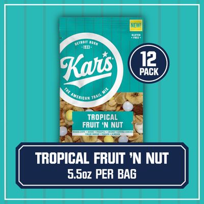 Kars Nuts Tropical Fruit N Nut Trail Mix, 28 oz Resealable Pouch (Pack of 1), Gluten-Free Snack Mix