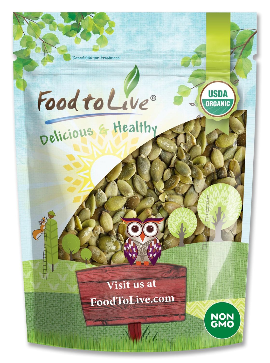 Food to Live Organic Sprouted Pumpkin Seeds, 4 Pounds Non-GMO, Raw Kernels, No Shell, Unsalted, No Oil, Vegan Kosher, Bulk. Keto Snack. High in Protein, Omega Fats. Topping for Salads, Oats, Yogurt