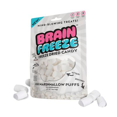 Brain Freeze Mini Marshmallow Puffs Freeze-Dried Candy - Irresistible Sweet Gourmet Snack