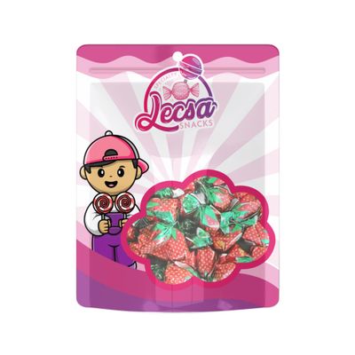 Strawberry Filled Hard Candy Bulk - Classic Candy - Individually Wrapped Old Fashioned Strawberry Bon Bon - Lecsa Specialty Snacks 140g 4.9oz (Strawberry Filled)