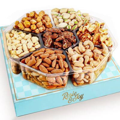 Christmas Gourmet Mixed Nuts Gift Basket | Large 2 lb Platter Includes 7 Assortments of Delicious Premium Nuts, Ideal for Christmas, Corporate Gifts, &amp; Special Occasions