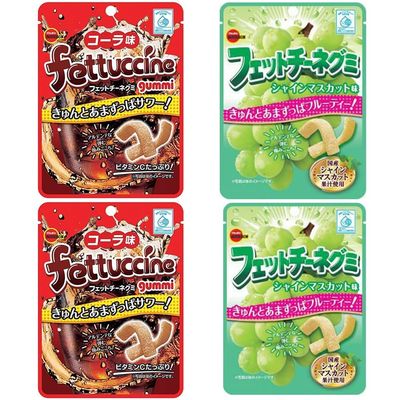Fettuccine Gummi Set 1.8oz 2Types  2pcs Japanese Hard Gummy Candy Bourbon Ninjapo