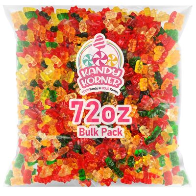 Assorted Gummy Candy - Delicious Gummy Bears - Jumbo Pack 72oz Gummy Bear Pack - Bulk Bag Gummy Food for Kids and Adults - Multicolor Giant Gummy Bear Bag - Fruity Snacks