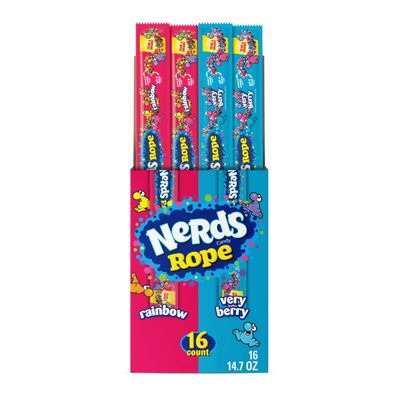 NERDS Rope, Candy, Variety Box, Rainbow &amp; Very Berry, 0.92oz (16 ct)