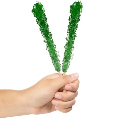 Candy Envy - Green Rock Candy Sugar Sticks - Green Apple Flavored - 24 Indiv. Wrapped