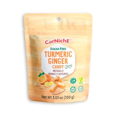 CORNICHE Turmeric Ginger Candy, Anti-Nausea and Digestion Aid, Individually Wrapped Healthy Candy 3.53 Oz Bag (Orange), Small
