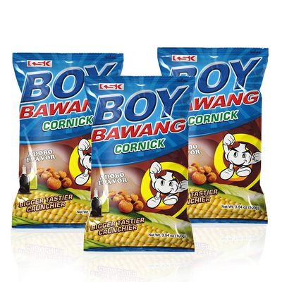 Boy Bawang Cornick, Adobo - Crispy Tasty &amp; Gluten-Free Corn Nuts 3.54 ounces (100g), 3 Pack
