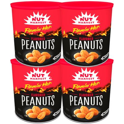 Nut Harvest, Flamin&#39; Hot Peanuts, 16 oz Canisters, (4 Pack)