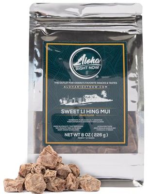 Aloha Right Now - Sweet Li Hing Mui Crack Seed Dried Plums (8 oz) - Li Hing Mui Candy for Snacking &amp; Flavoring any Iced Beverage - Preserved Sweet Sour &amp; Salty Asian Fruit Plum Seeds, Hawaiian Snacks