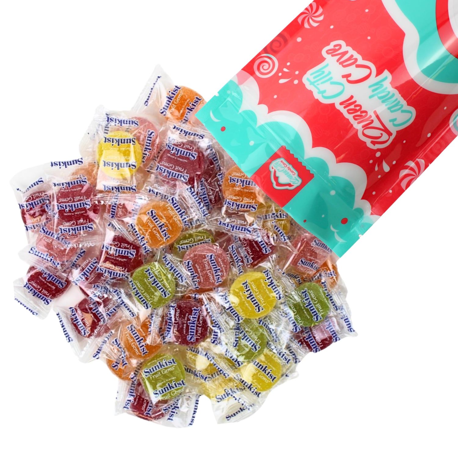 Sunkist Fruit Gems, Individually Wrapped Sugar Dusted Soft Gel Candy, Fruit Slice Flavored Jelly Gummy Candy by Queen City Candy Cave (3 Pound)