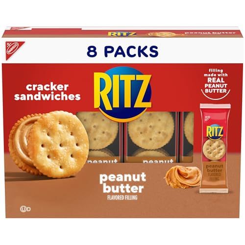 RITZ Peanut Butter Sandwich Crackers, 8 Snack Packs (6 Crackers Per Pack)