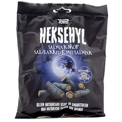Licorice in Bag - Pingvin Tom Heksehyl Zout (Zoute Salmiak StaafjesSalty Sticks Filled with Salmiak),10.6 oz - PACK OF 3
