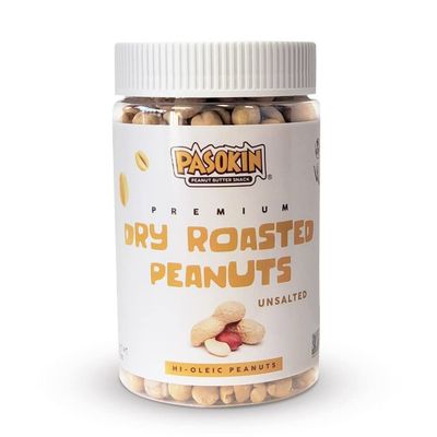 Pasokin Premium Dry Roasted Jumbo Peanuts, Unsalted, NON GMO Verified, Kosher, Keto Friendly, High Protein Snack, Vegan and Gluten Free, 10 oz (10)