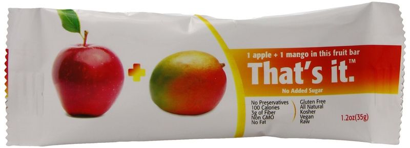 That's it. Apple  Mango 100% Natural Real Fruit Bar, Best High Fiber Vegan, Gluten Free Healthy Snack, Paleo for Children &amp; Adults, Non GMO No Added Sugar, No Preservatives Energy Food (24 Pack)