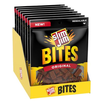 Slim Jim Bites, Original Bite-Sized Smoked Sausage Snacks, 3.75 oz.