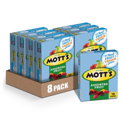 Mott&#39;s Fruit Flavored Snacks, Assorted Fruit, Gluten Free Snack, 10 Ct, 8 oz (Pack of 8)
