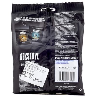 Licorice in Bag - Pingvin Tom Heksehyl Zout (Zoute Salmiak StaafjesSalty Sticks Filled with Salmiak),10.6 oz - PACK OF 3