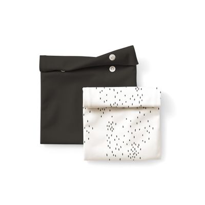 Esembly Snack  Sammy Pouches - Reusable Snack &amp; Sandwich Bags| Silicone Storage Bag for Food | Microwave &amp; Dishwasher Safe - Set of 2- Apostrophe, Graphite