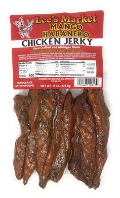 Lee&#39;s Market Mango Habanero Chicken Jerky - Soft &amp; Tender - Healthy Low Carb, Gluten-Free Snack - Paleo &amp; Keto-Friendly - Michigan Made Handcrafted Jerky - Specialty Gourmet Meat Snacks - 8oz