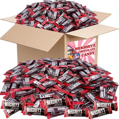 Hershey&#39;s Special Dark Mini Chocolate Bars, 2 LB Bulk, Mildly Sweet Chocolate Candy Snack Size Bars, Individually Wrapped Dark Chocolate Candy Bars, for Parties, Office Bowl