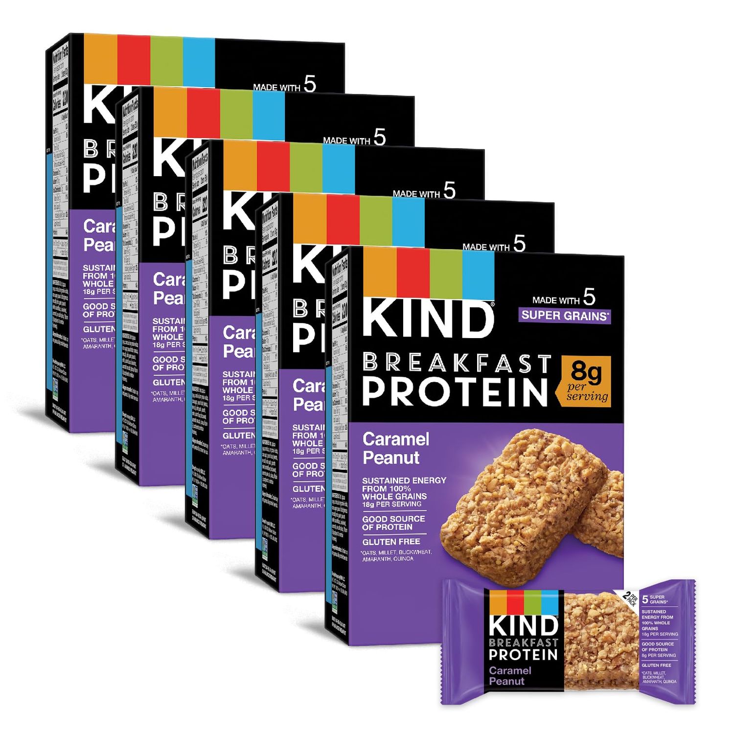 KIND Breakfast Protein Bars, Caramel Peanut, Healthy Snacks, Gluten Free, 30 Count