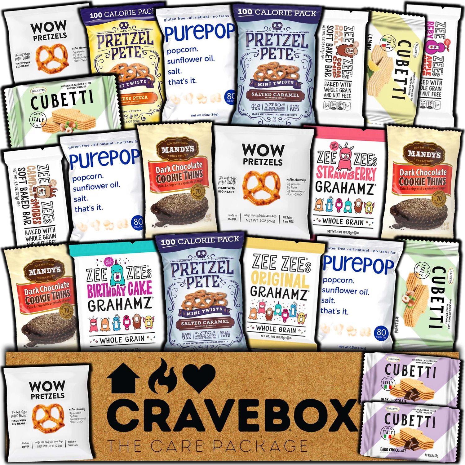 CRAVEBOX Gourmet Boutique Snack Box - Valentines Day Value Spring Finals Gift Variety Pack Care Package Basket Luxury Premium Decadent Birthday College Student Office School