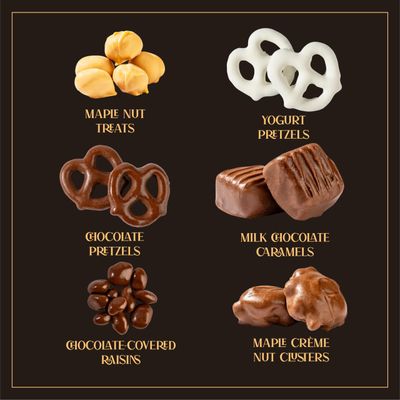 Snackberry Premium Chocolate Gift Box - Gourmet Assortment with Chocolate Pretzels, Maple Nuts, Yogurt Pretzels &amp; Milk Chocolate Caramels - Perfect for Holidays, Birthdays &amp; Corporate Gifts