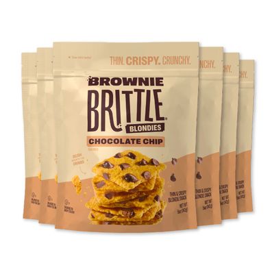 Brownie Brittle - Chocolate Chip Blondie Thin and Crispy Sweet Snacks (Pack of 6, 5 oz), Rich Gourmet Brownie Bites Dessert