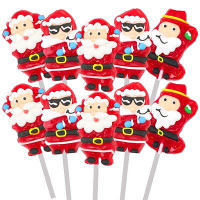Santa Suckers, Individually Wrapped Christmas Lollipops, Holiday Candy Party Favors and Stocking Stuffers, 12 Pieces