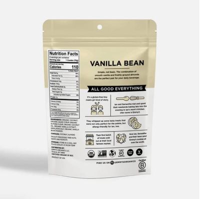 Emmy's Organics Coconut Cookies - Pack of 4 (Vanilla Bean) | Gluten-Free, Organic, Vegan, Paleo-Friendly