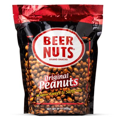 BEER NUTS Original Peanuts - Sweet &amp; Salty Bar Nuts - Gluten Free, Kosher, Low Sodium Peanut Snacks Made In The USA - 30oz Resealable Bag (Pack of 1)